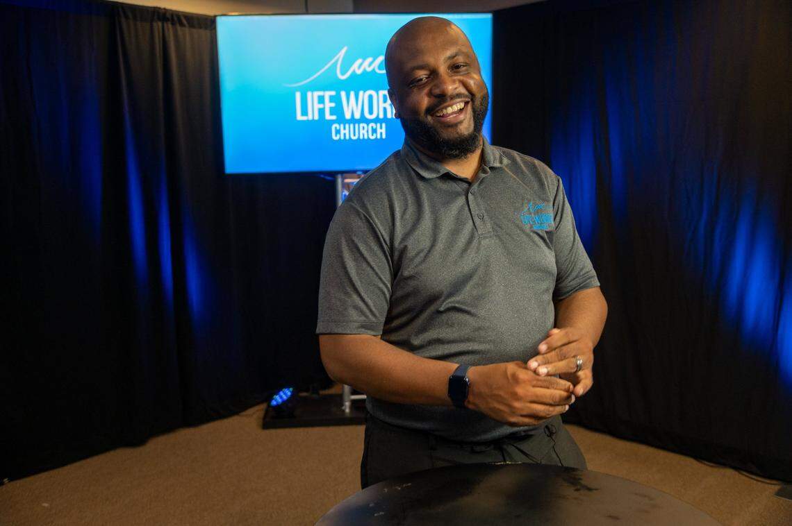 Pastor Tré Everett stands in the sanctuary at Life Words Church in North Natomas on Monday. He returned to California a few years ago from Georgia and said he loves his new community.