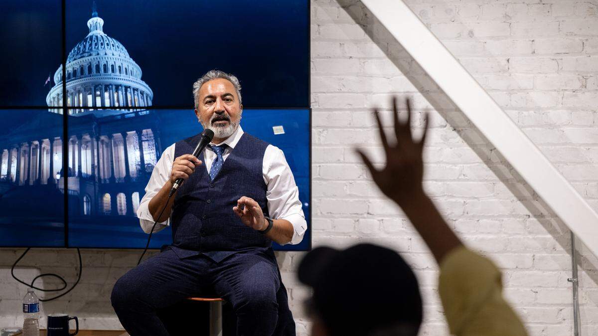 Rep. Ami Bera, D-Elk Grove, speaks at a town hall meeting with Sacramento Bee subscribers on Thursday, Nov. 13, 2025, in the Bee’s newsroom.