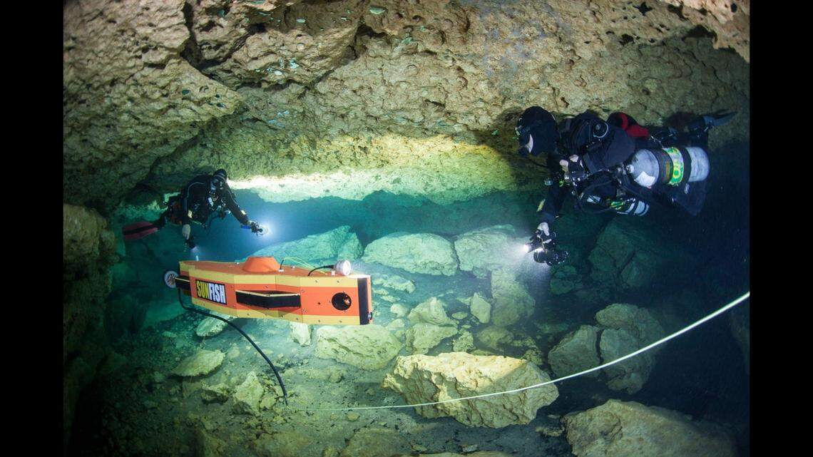 The weir was found as part of a project organized by the Sealaska Heritage Institute and SUNFISH Inc. to explore submerged caves in southeastern Alaska “to seek evidence of early human occupation.” A SUNFISH autonomous underwater vehicle was used in the project.
