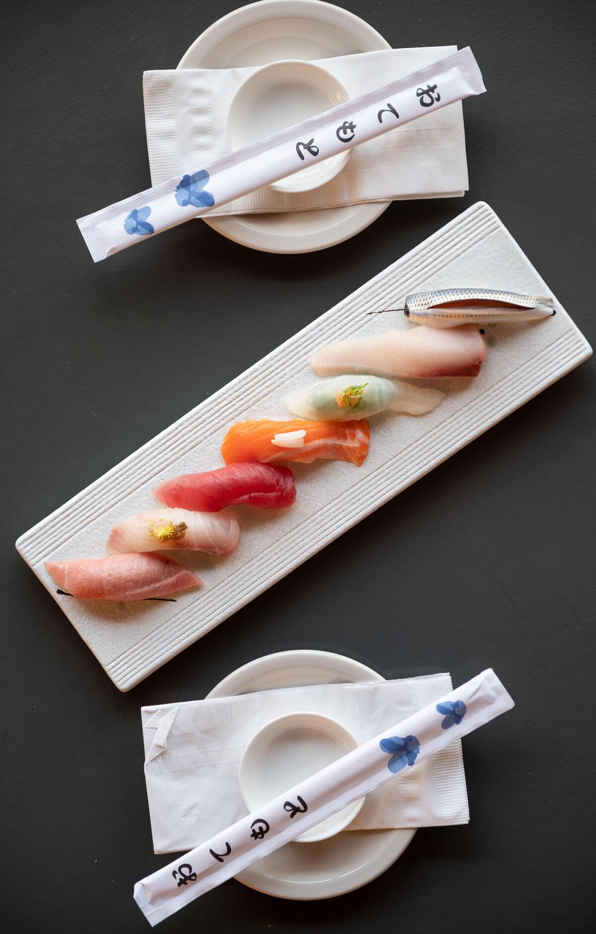 The 7-piece nigiri is photographed at Southpaw Sushi at 1616 Del Paso Blvd. in Sacramento.