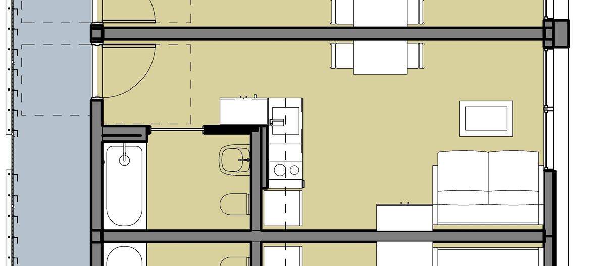 The 267-square-foot micro-units at the Sonrisa apartments on O Street will have a fold-out couch and fold-up dining room table.