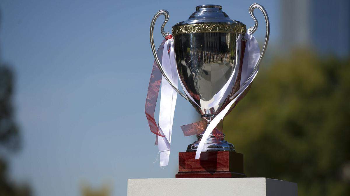 The championship trophy is displayed during a rally in support of the Sacramento Republic FC soccer team in Sacramento on Friday, Oct. 3, 2014.
