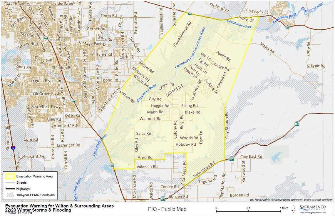 Sacramento County’s Office of Emergency Service issued an evacuation warning to residents living around the Wilton area on Sunday. Authorities are concerned the area around the Cosumnes River could flood for a second time since the New Year’s Eve storm.