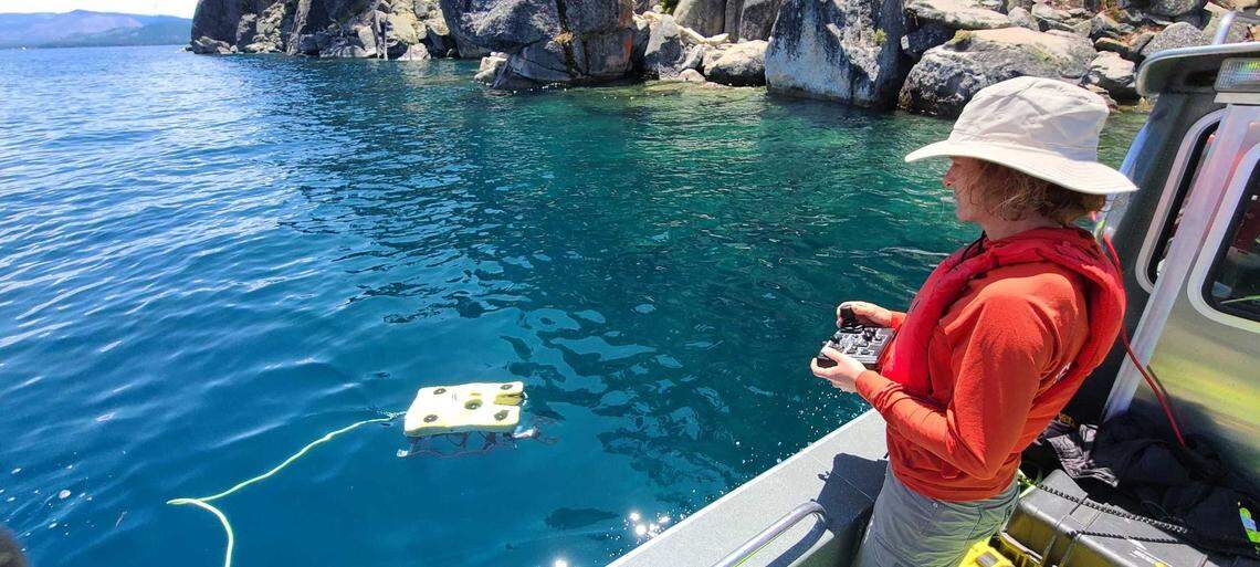 A member of the Washoe County Sheriff’s Office’s Hasty Team operates a remotely controlled submersible during recovery efforts on Lake Tahoe. The Outland 1000 ROV helped locate two victims at depths exceeding 300 feet after a boat capsized near D.L. Bliss State Park on June 21, 2025. Based in Reno, the Hasty Team is a volunteer technical search-and-rescue unit trained to respond to emergencies across Nevada and the region.