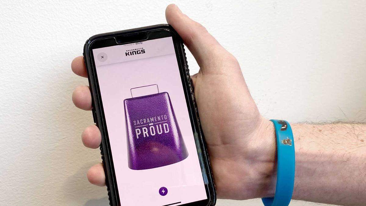 The Sacramento Kings + Golden 1 Center app available in the iOS store has a “Launch Cowbell” feature that features light and sound replicating the real deal.