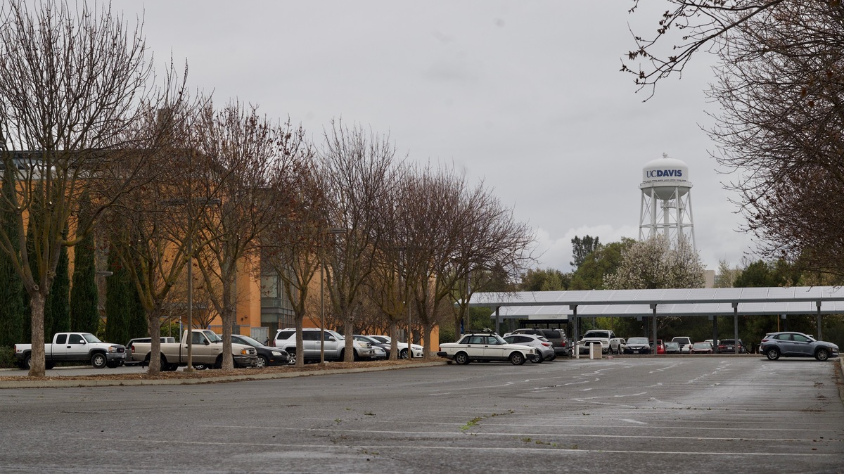 Some vehicles are seen in visitor parking lots on campus at UC Davis on Wednesday, March 18, 2020, in Yolo County.