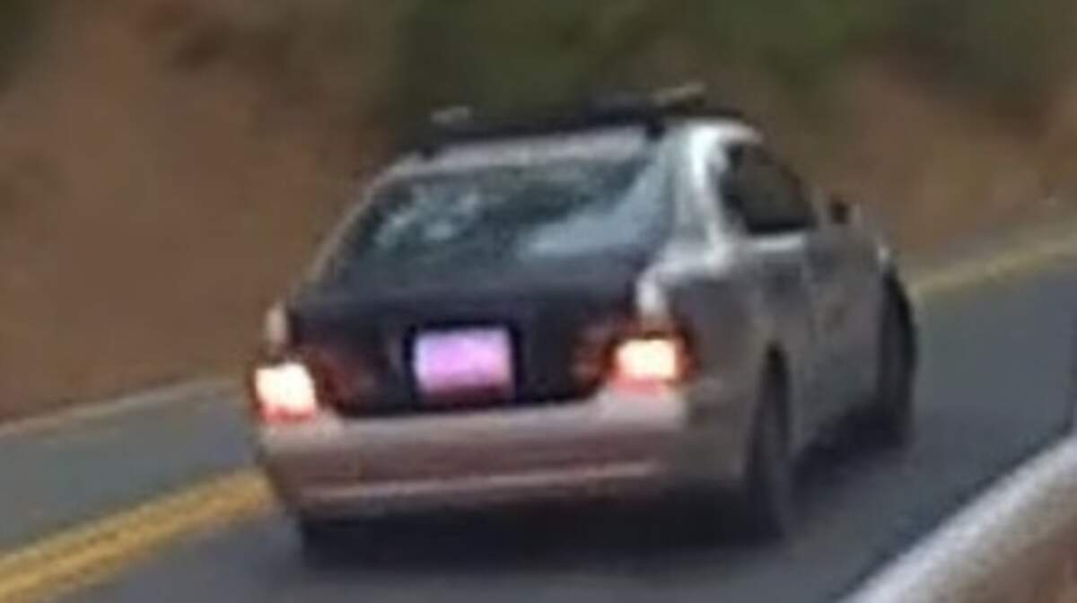 This photo of a silver Mercedes was released by the Amador County Sheriff’s Office after a chase Friday, July 29, 2022, that was broken off by deputies after the car reached “unsafe” speeds. Authorities determined the rear license plate did not belong to the vehicle.