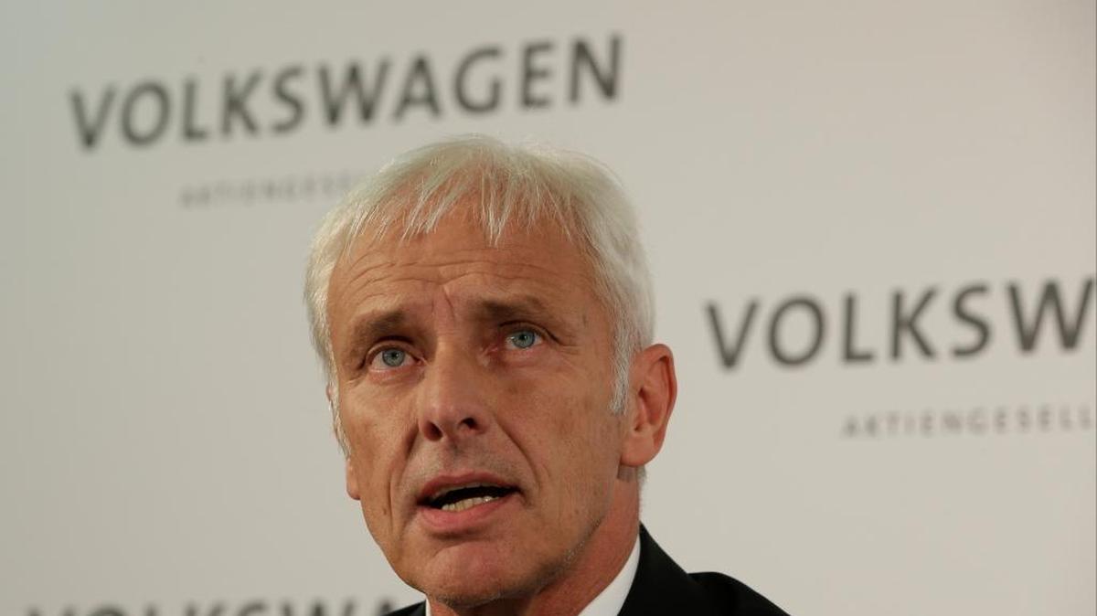 
Newly appointed Volkswagen CEO Matthias Mueller speaks during a press statement after a meeting of Volkswagen's supervisory board in Wolfsburg, Germany, Friday, Sept. 25, after CEO Martin Winterkorn resigned on Wednesday amid an emissions scandal. 
