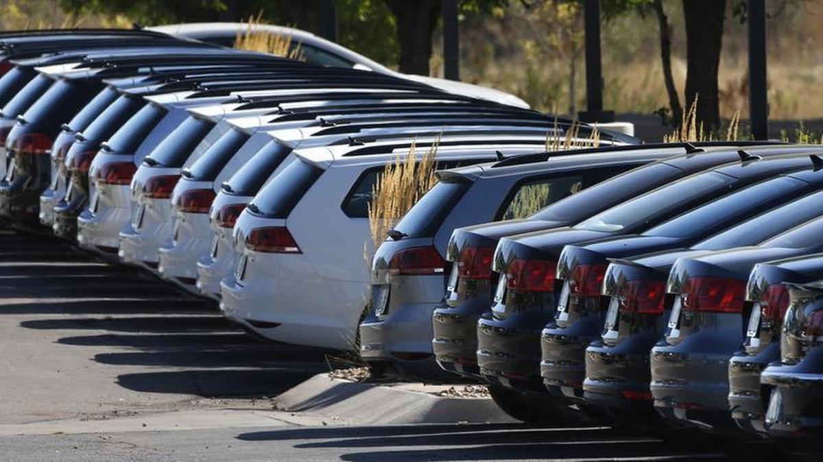 
Volkswagen cars for sale are on display on the lot of a VW dealership in Boulder, Colo., Thursday, Sept. 24, 2015.
