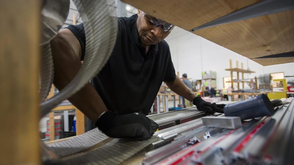 Bouba Car assembles gutter guards on Monday March 6, 2017, in Roseville, Calif. Rocklin-based Gutterglove Inc. manufactures, installs and repairs highly efficient rain gutter and water diversion equipment at its facility in Roseville.