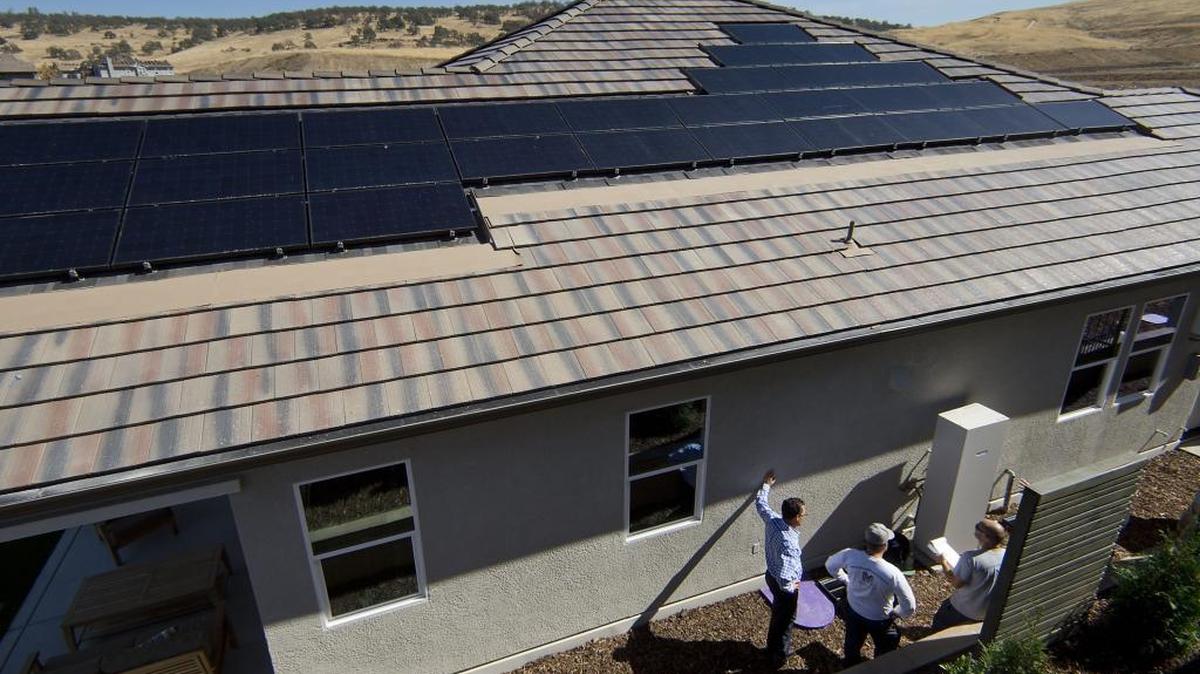 Solar panels on the roof at KB HomeÂ's Double ZeroHouse 3.0 in El Dorado Hills on Tuesday, September 30, 2014.