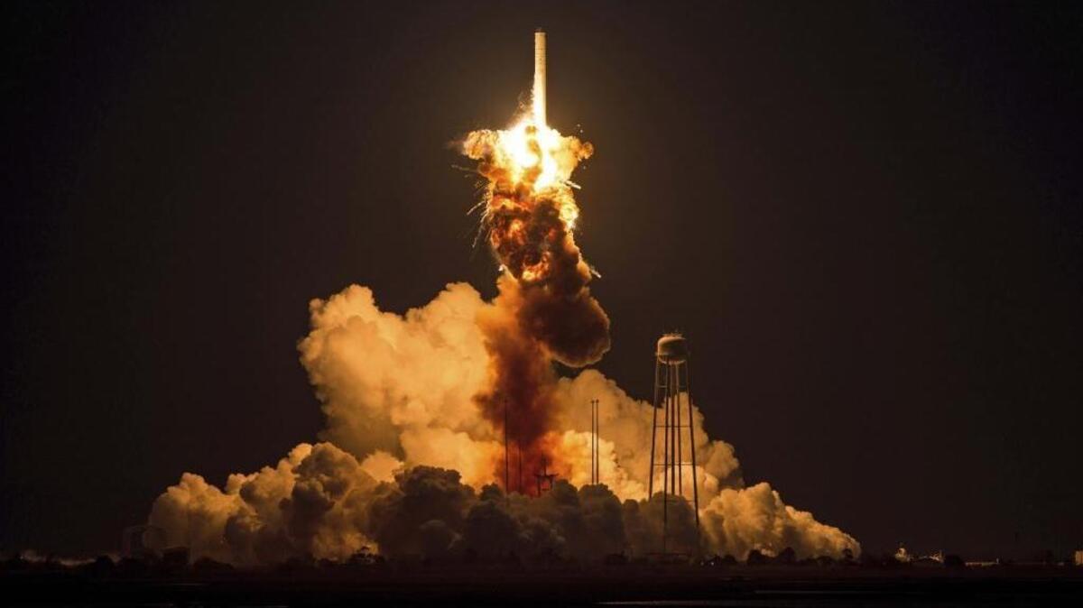 
A rocket propelled by an engine refurbished by Aerojet Rocketdyne explodes moments after launch last year.
