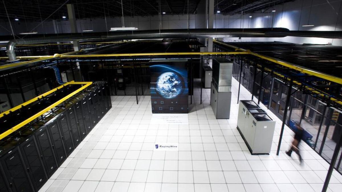 
Racks of servers at RagingWire’s high-tech data center in Natomas. 

