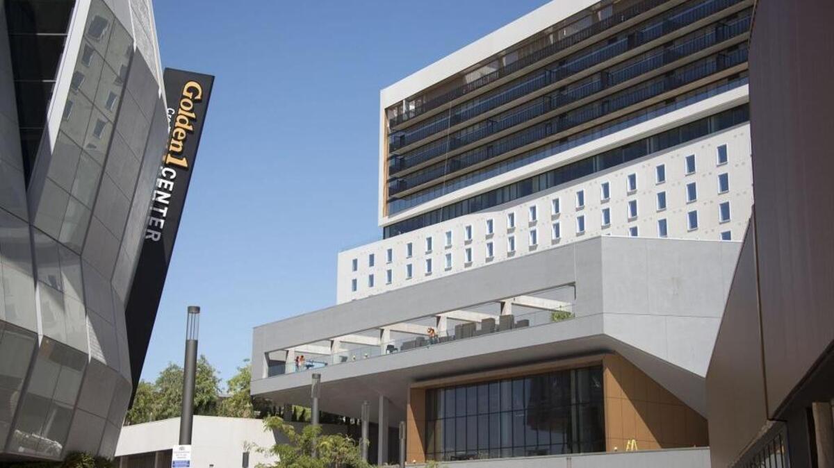 The Sawyer hotel and condos project sits next to the Golden 1 Center arena.