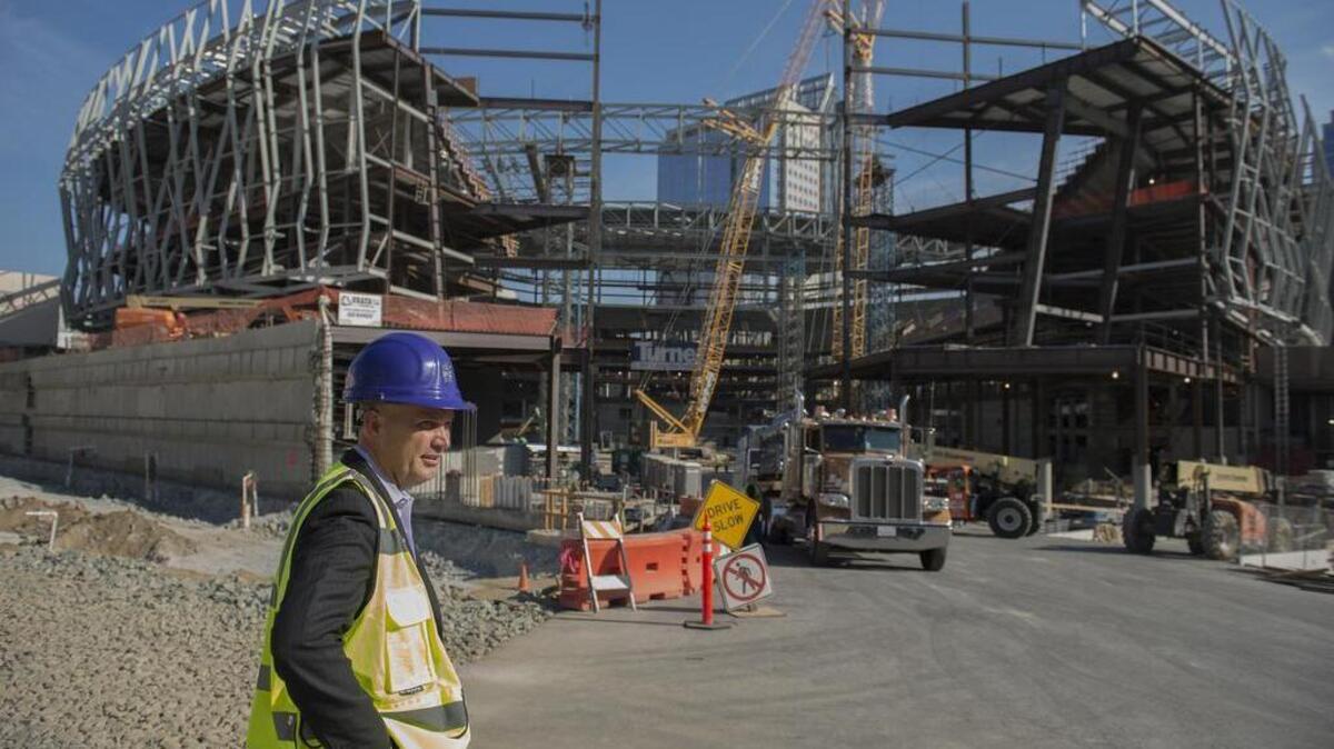 Sacramento Kings president Chris Granger tours the Golden 1 Arena site in August.
