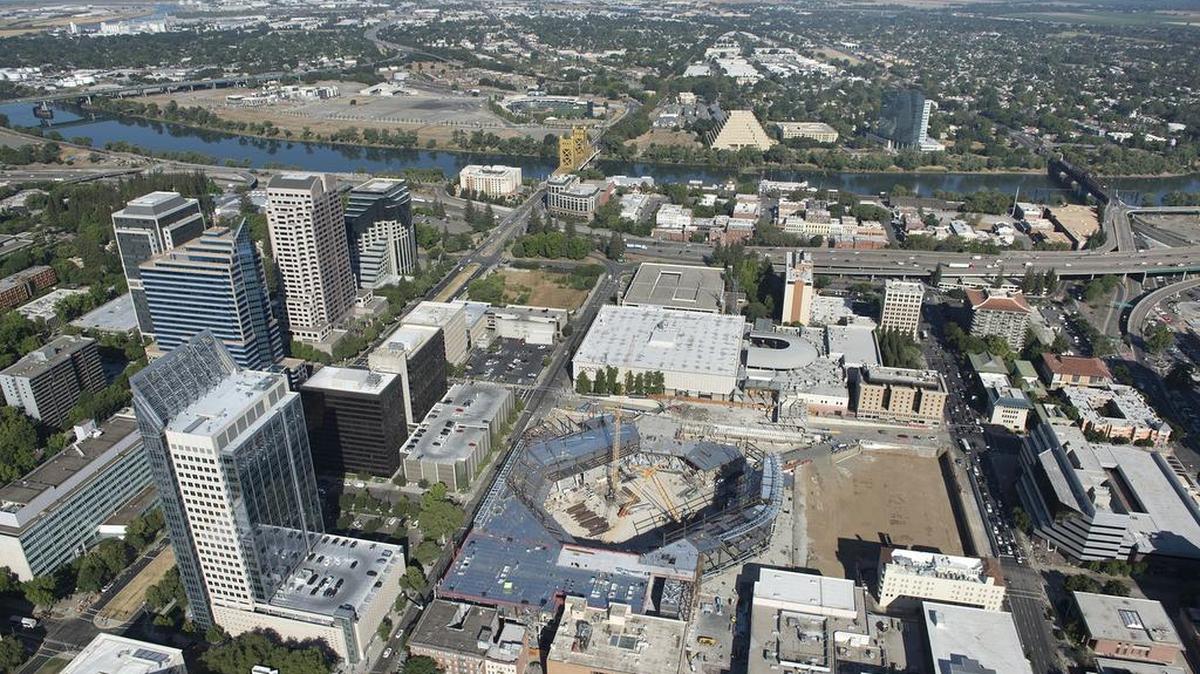 
The downtown arena under construction on June 12, 2015, in Sacramento. The city’s economy is on the verge of making a full recovery from the recession, according to a new forecast from California State University, Sacramento.
