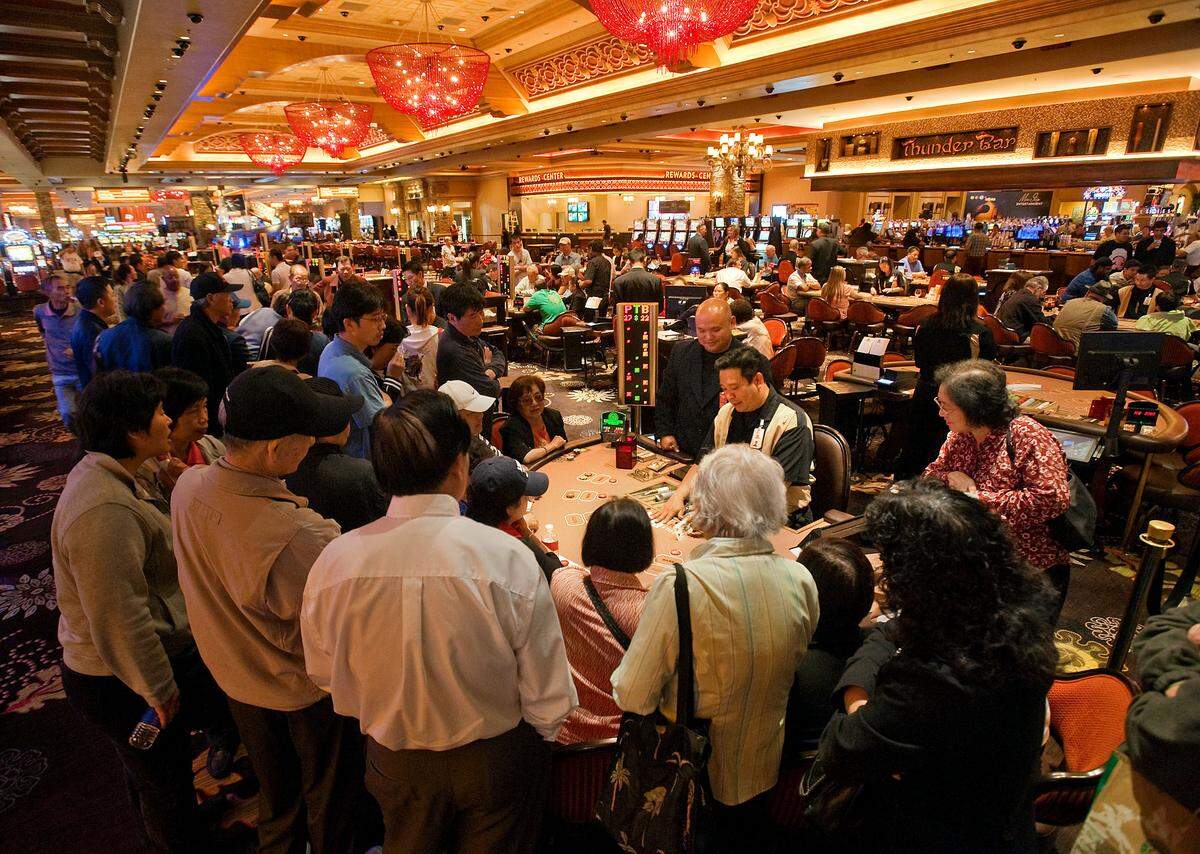 Hundreds of gamblers crowd gaming tables at Thunder Valley Casino Resort near Lincoln.