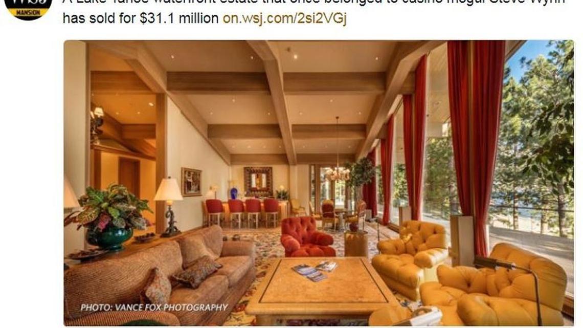 Screen image from @WSJRealEstate tweet shows the interior of the Incline Village, Nev., main house.