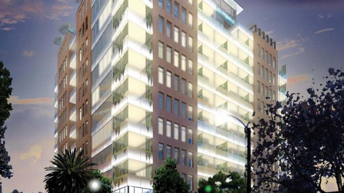 A 2016 rendering of the Yamanee project shows a 15-story tower proposed for midtown at 25th and J streets.