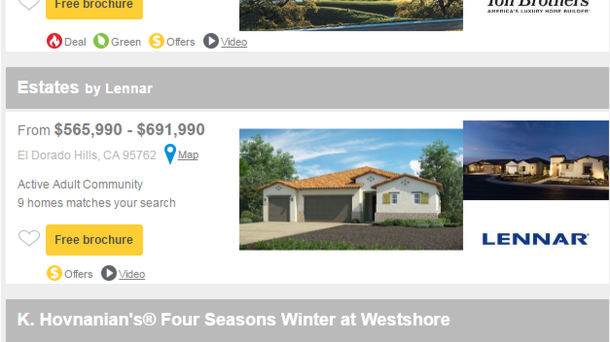 Screen grab of Multiple Listing Service website for Sacramento region home search.