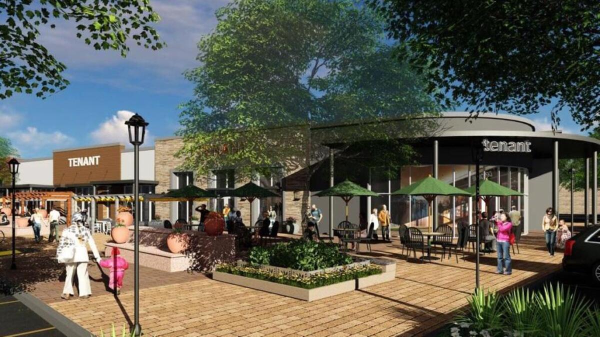 A conceptual drawing of retail space at the proposed Raley’s shopping center on Freeport Boulevard.