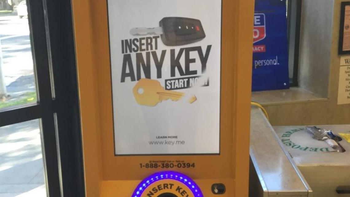A KeyMe kiosk stands at the entrance of the Rite Aid store at 2101 S St. in midtown Sacramento. It can copy a key on-site and store a digital copy of a key in the cloud.