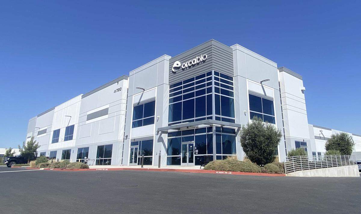 Orca Bio’s 100,000-square-foot facility near Sacramento International Airport is seen on Tuesday, Sept. 16, 2025. The Menlo Park-based biotech company built the site to manufacture its experimental blood cancer therapy, Orca-T, as it prepares to seek FDA approval.
