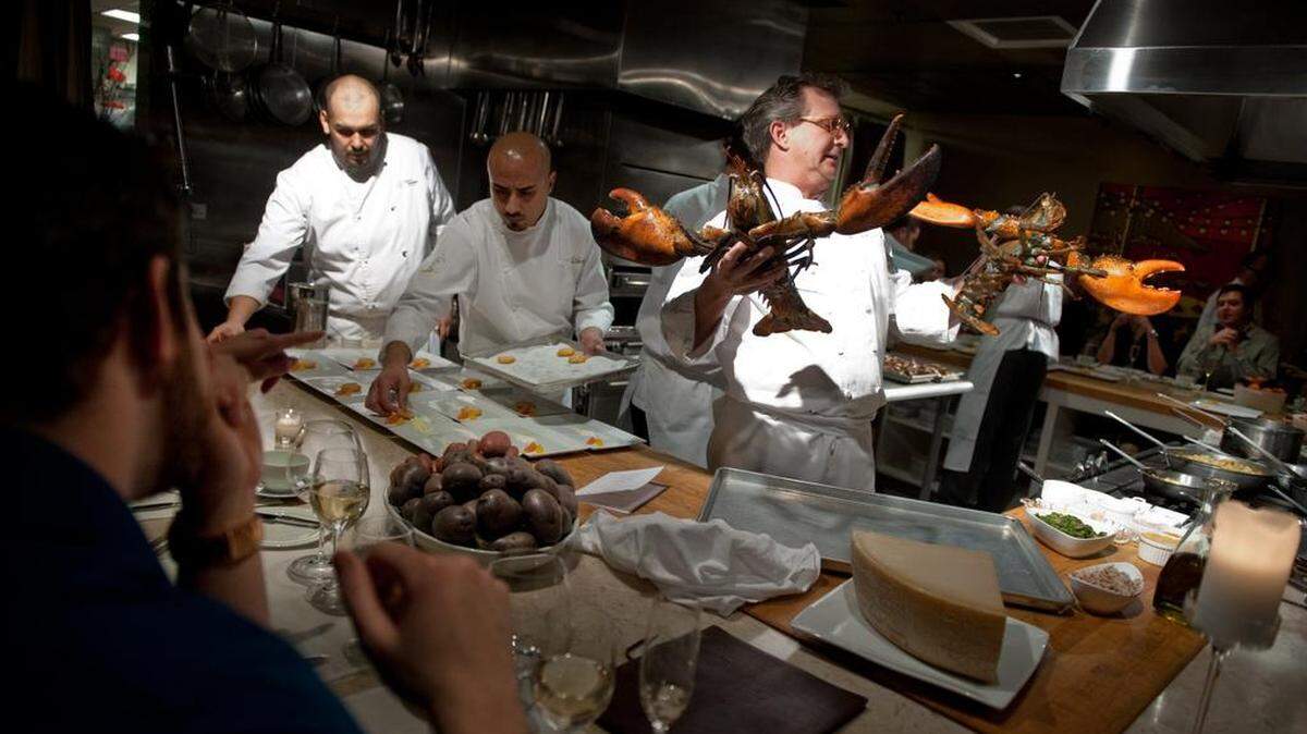 Randall Selland, owner of The Kitchen, holds fresh lobster at his fixed-price restaurant in Sacramento in 2011. The Michelin-starred restaurant plans to move from its current location of 2225 Hurley Way in Arden Arcade to 915 Broadway in 2023.