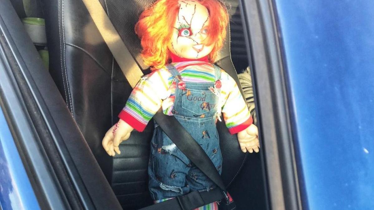 The California Highway Patrol has cited a man for driving in the carpool lane with a Chucky doll.