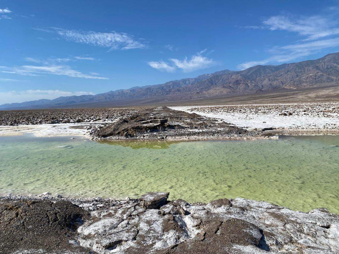 A break in Westside Road in Death Valley National Park. Flooding caused by the remnants of hurricane Hilary caused severe flooding across the 3.4 million acre park.