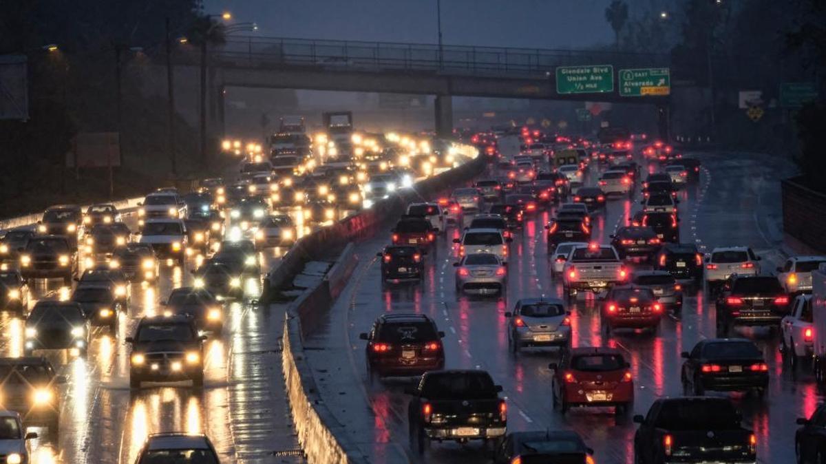 Morning rush hour traffic crawls along a freeway in the Los Angeles area on Jan. 12, 2017. While one survey called Californians the nation’s worst drivers, two other studies showed the Golden State in a more favorable light.