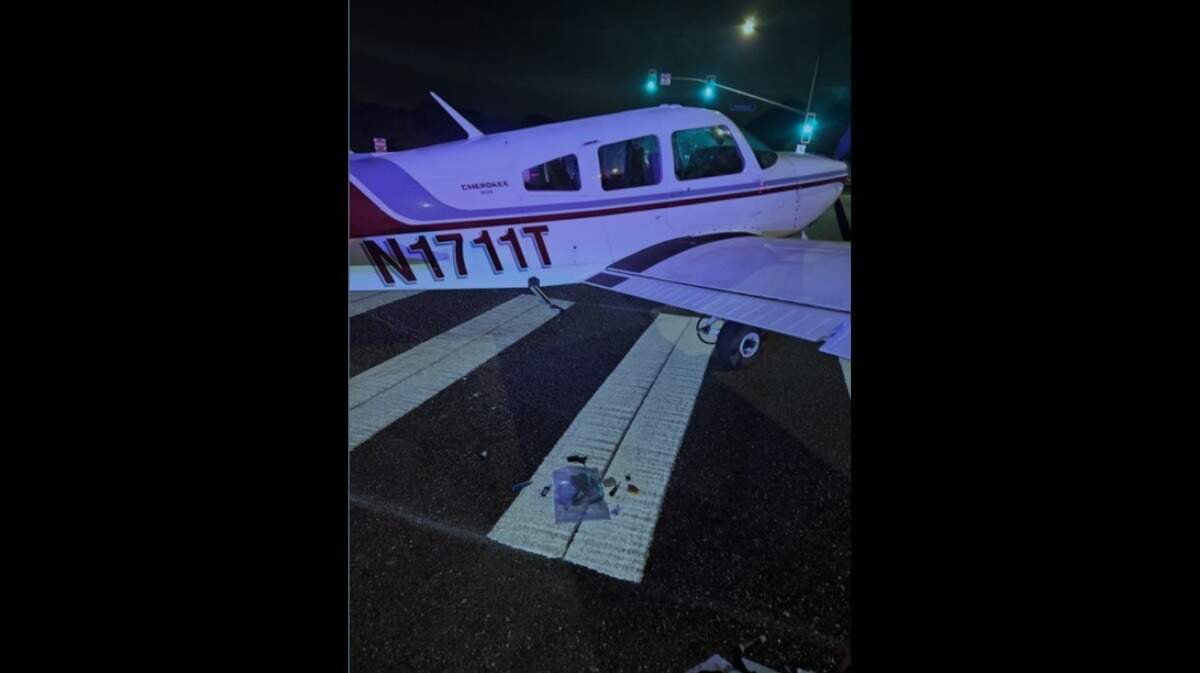 The plane that made an emergency landing on a California highway in September 2024 is shown.