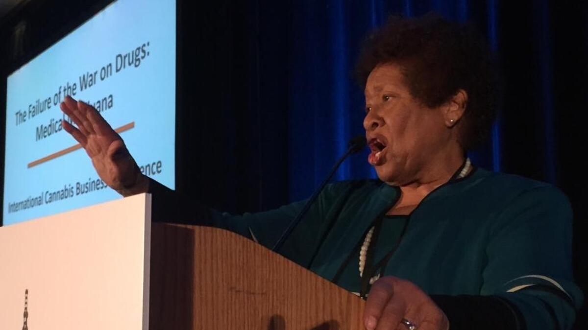 Former U.S. Surgeon General Joycelyn Elders addresses the International Cannabis Conference in San Francisco on Saturday, Feb. 13, 2016.
