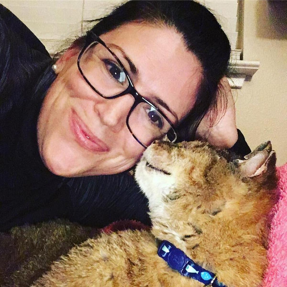 It’s back to cuddling for Pilot and Jennifer Leigh Thompson.