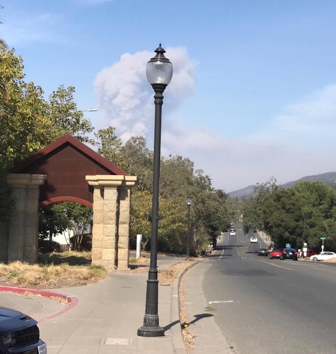 A giant plume of smoke shows the dangers of the Oakmont Fire in Santa Rosa. Cal Fire said Sunday the Oakmont blaze, while not enormous, continued to give firefighters trouble even as other fires began easing.
