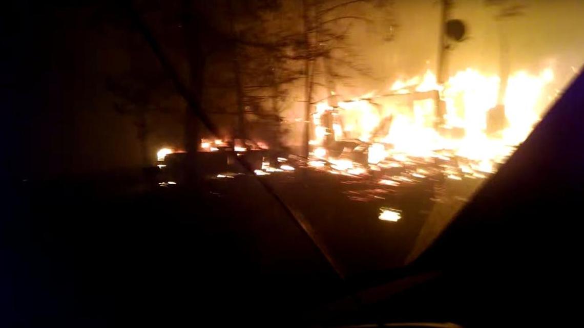 
This screen capture came from one of three raw videos YouTube user “mulletFive” posted. He and his family escaped Anderson Springs amid the flames of the Valley fire in Lake County. 
