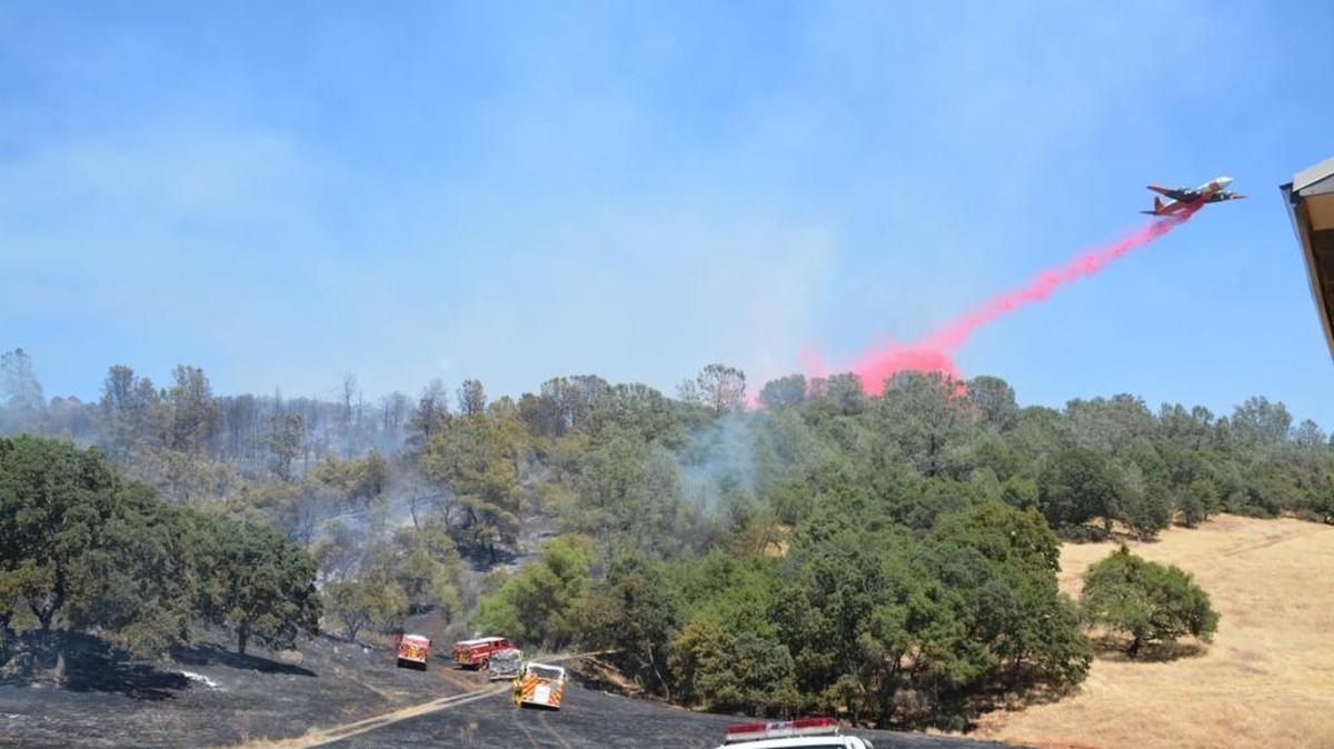 Crews on the ground and in the air are battling the Storksbill Fire near Pilot Hill in El Dorado County.