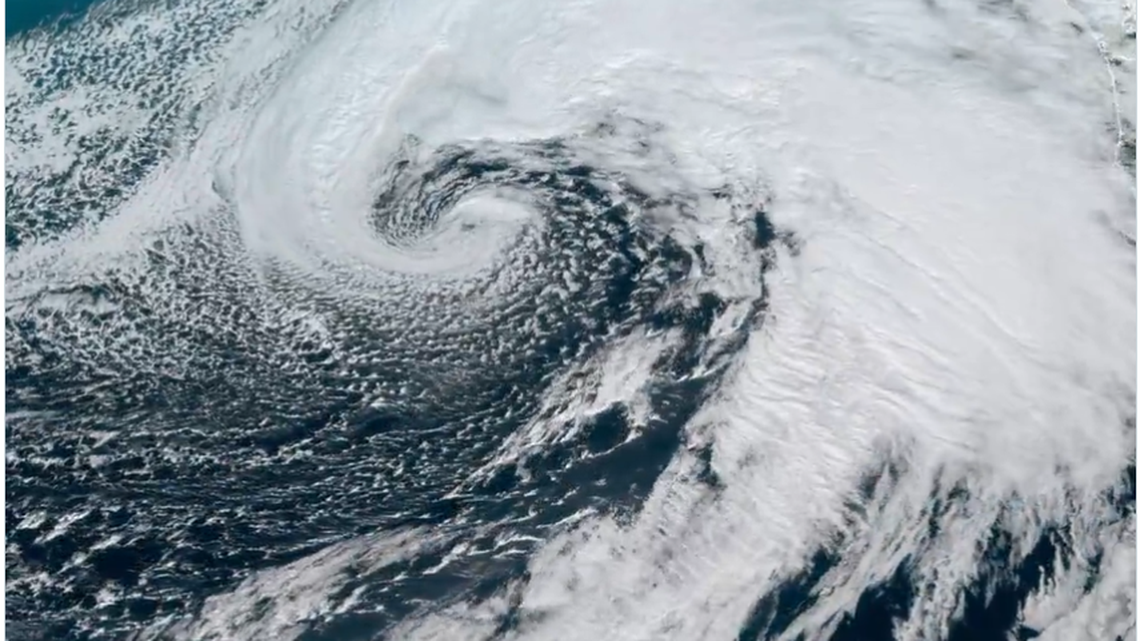 An ‘atmospheric river’ is hurling storms at the West Coast. Satellite imagery has caught it in action.