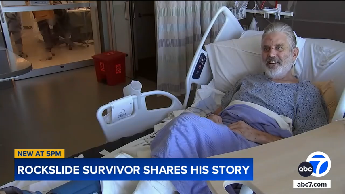 A California man shared his story after his van was crushed in a rockslide while he was driving.