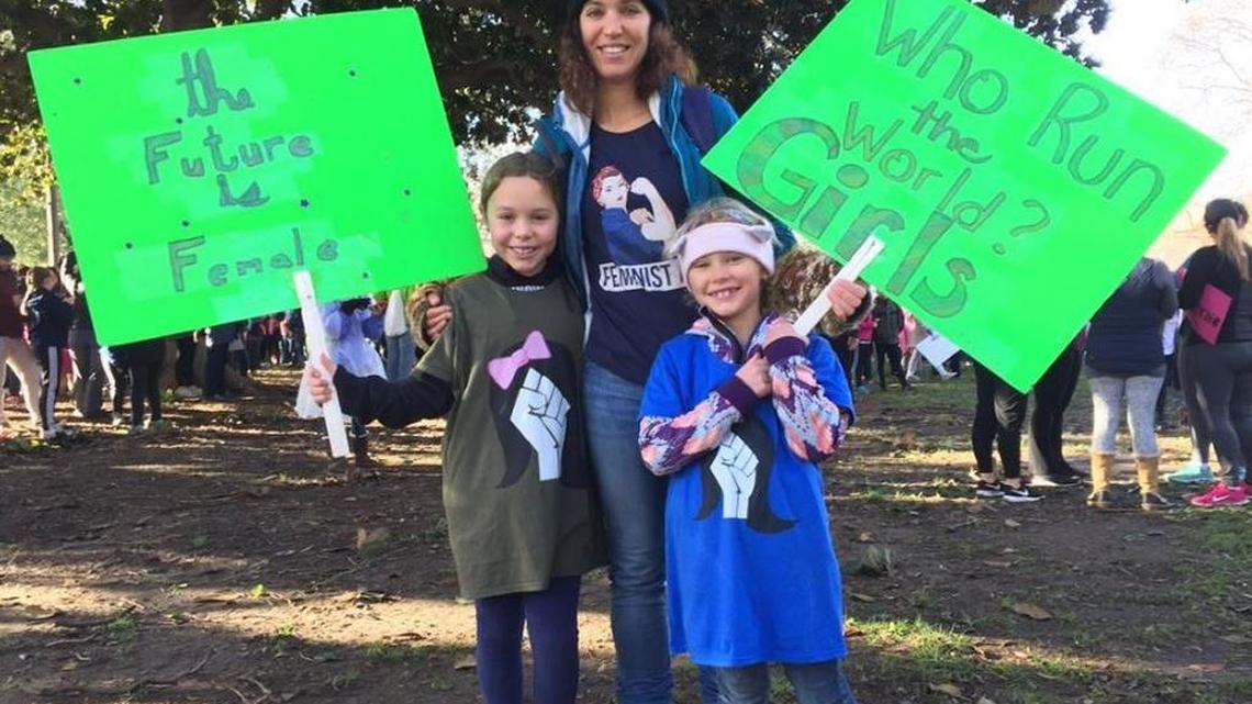 Heather Rafferty came to Sacramento for the Women’s March from Truckee with Ruby, 8, and Delia, 7: “I’m pretty much here for my girls, to show them that they can be anything.”