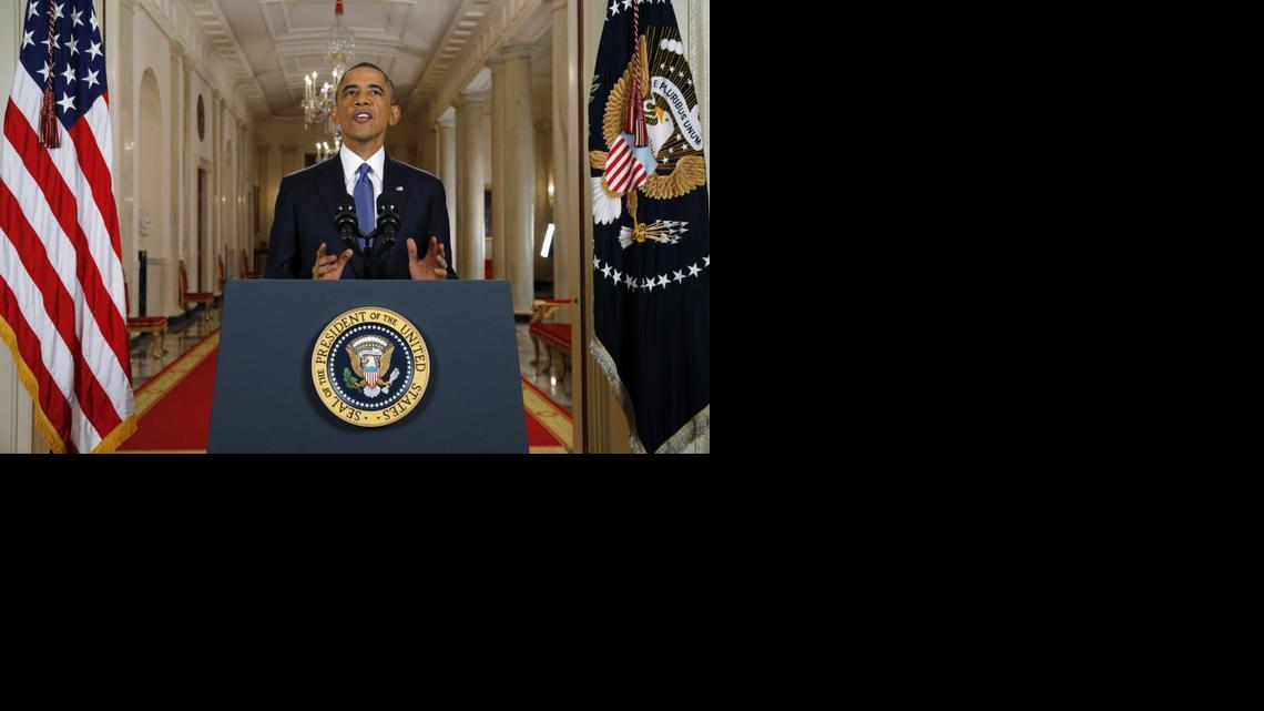 
President Barack Obama announces executive actions on immigration during a nationally televised address from the White House in Washington, Thursday, Nov. 20, 2014. Obama outlined a plan on Thursday to relax U.S. immigration policy, affecting as many as 5 million people. 
