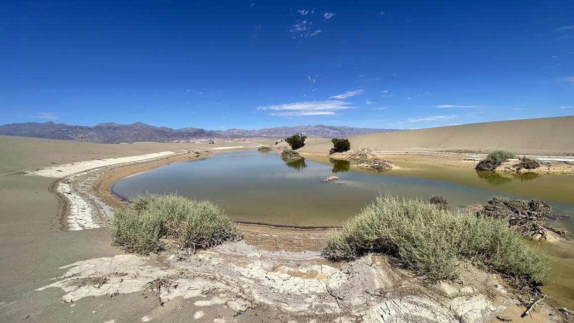 Rare lakes formed in usually bone dry, hot and arid Death Valley National Park after a storm dumped an entire year’s worth of rain in the park in a single day.