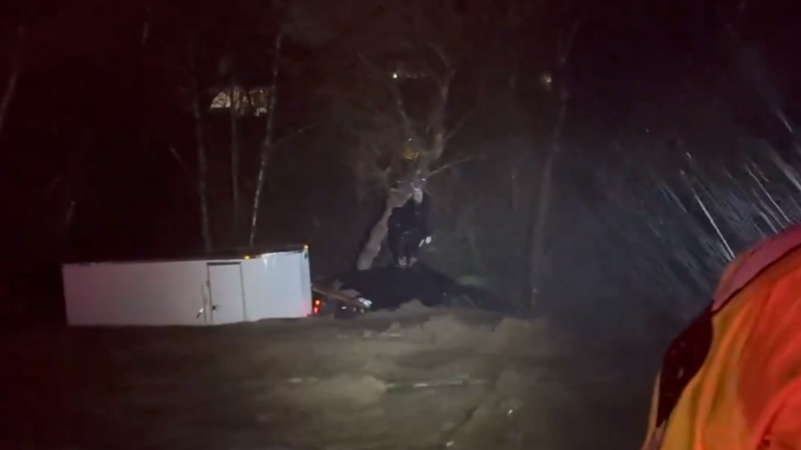 Three people were rescued from floodwaters Feb. 5 in San Bernardino County, fire officials said.