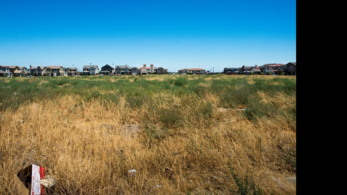 
Empty lots in Mountain House like this one on Monday would remain undeveloped if the community is unable to secure a source of water.
