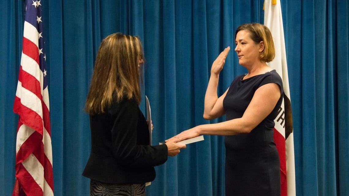 Karla Nemeth is sworn in last week as the new director of California Department of Water Resources. Nemeth’s marriage to a Southern California water official is drawing criticism from north state water advocates who worry it will further tilt state water policy toward sending more water south.