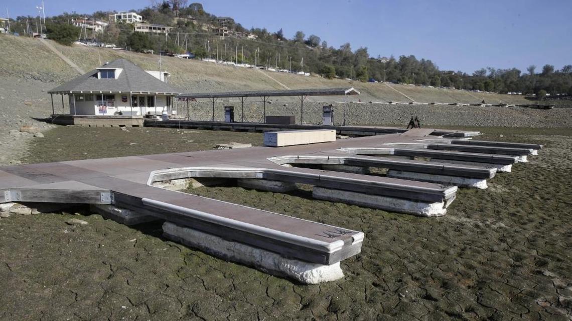 
California’s historic drought –illustrated clearly by the beached marina at Folsom Lake –is the result of several key factors, and dealing with it has raised several tough issues.
