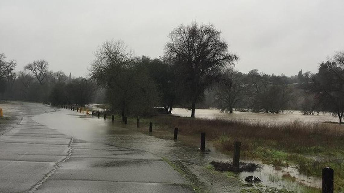 Upper Sunrise Recreation Road was starting to flood before noon Thursday, Feb. 9, 2017.