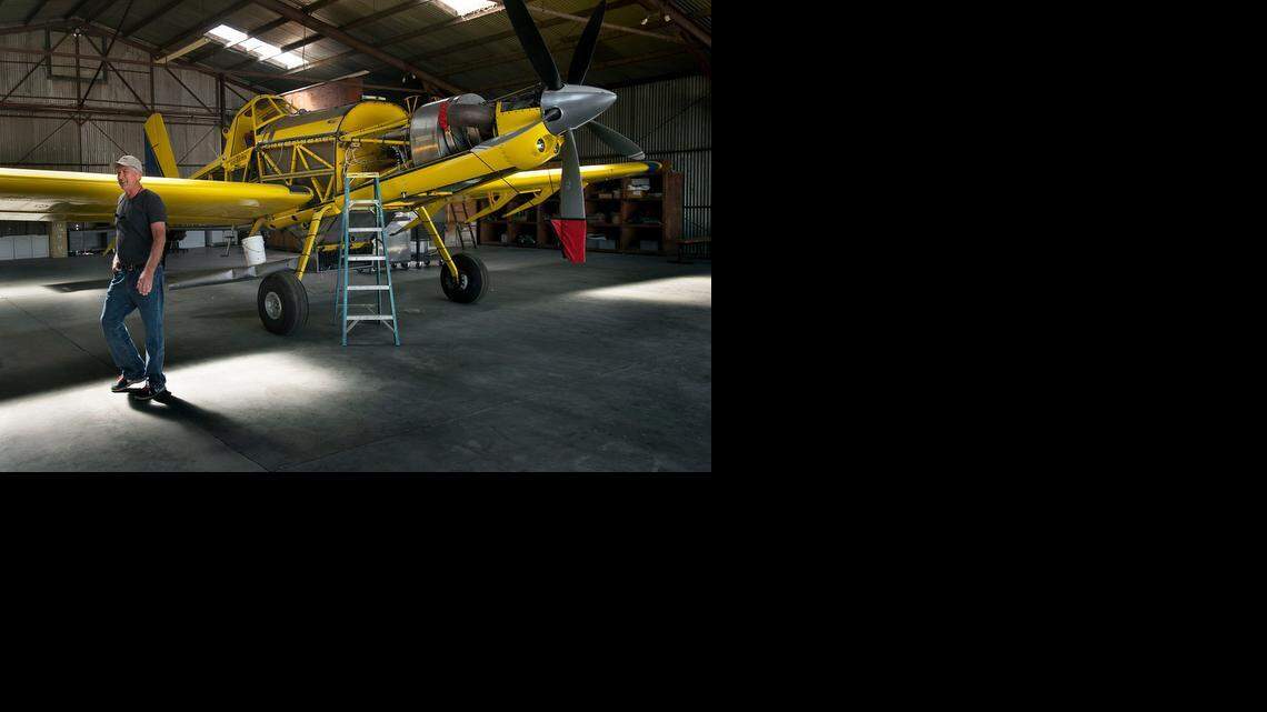 
Chris Taylor says he expects to sell one of his two crop dusting aircraft at Sunrise Dusters in Robbins. As water allocations remain unsettled, rice farmers are not lining up contract work until they know how many acres they will plant. 
