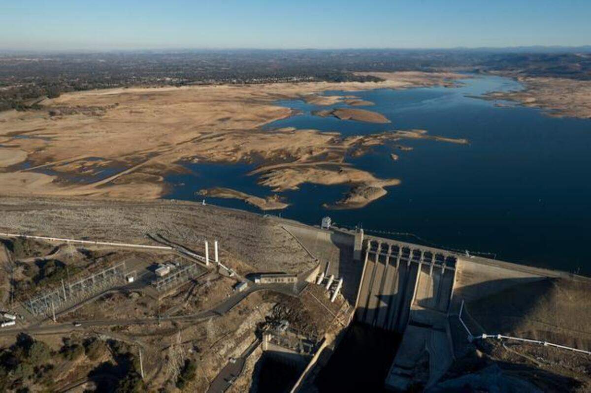 A view of Folsom Lake in December 2013 shows the low level of the regional reservoir during what has been the rainy season.