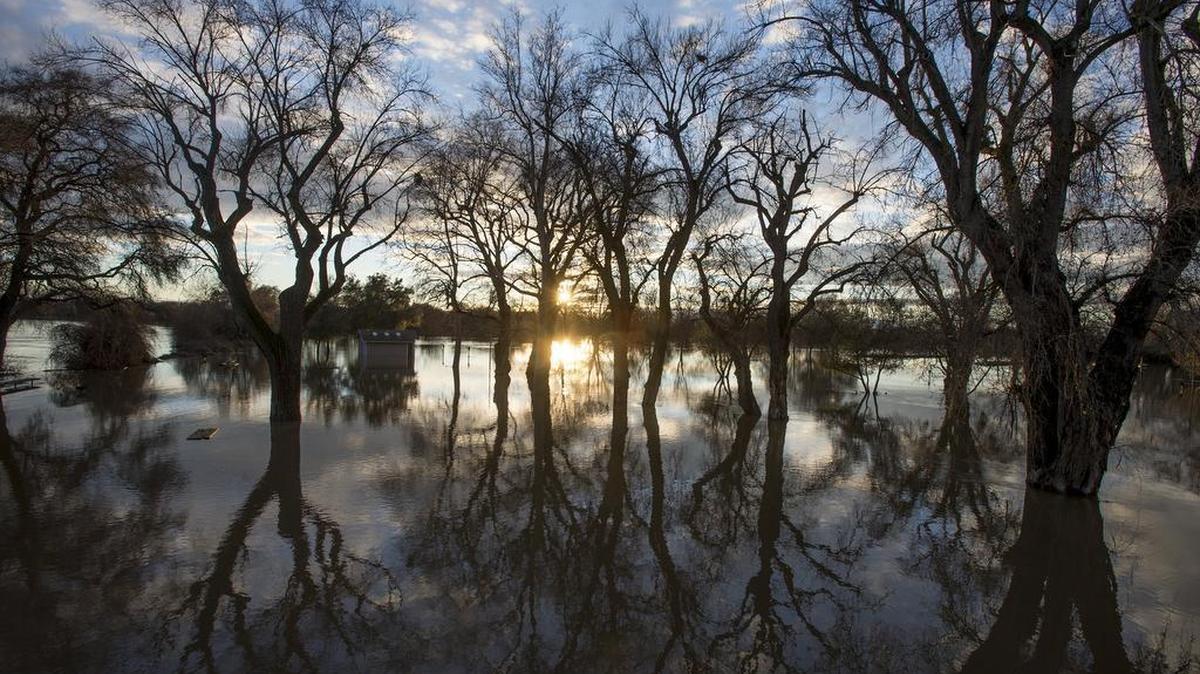Discovery Park is seen flooded from the Jibboom Street Bridge during storms in 2017. County officials have closed Discovery Park and several boat launches amid a wave of storms.